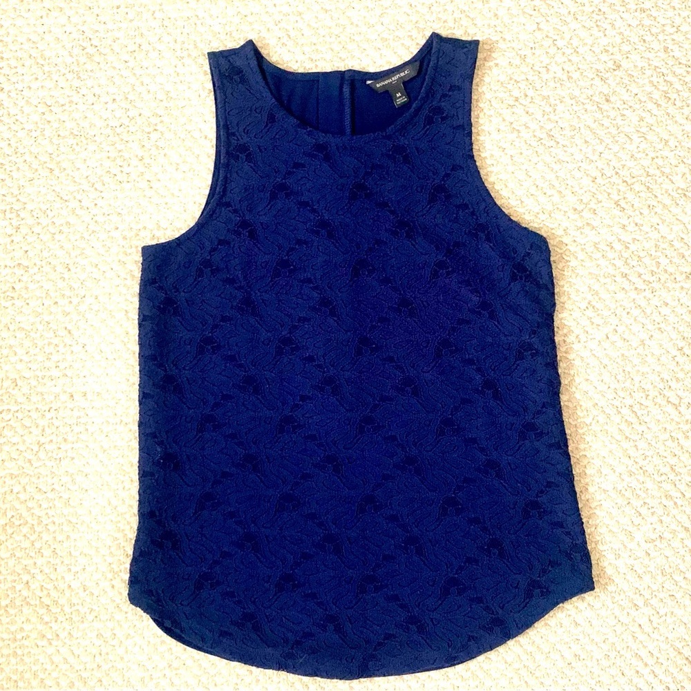 Banana Republic Navy Lace Overlay Tank